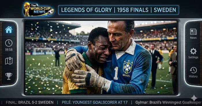 A young Pelé celebrating his first title in the 1958 World Cup final.